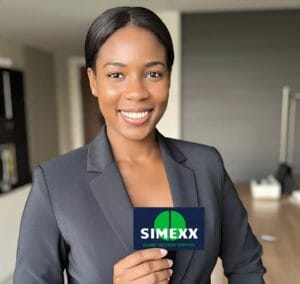 girl in gret jacket holding simexx poster